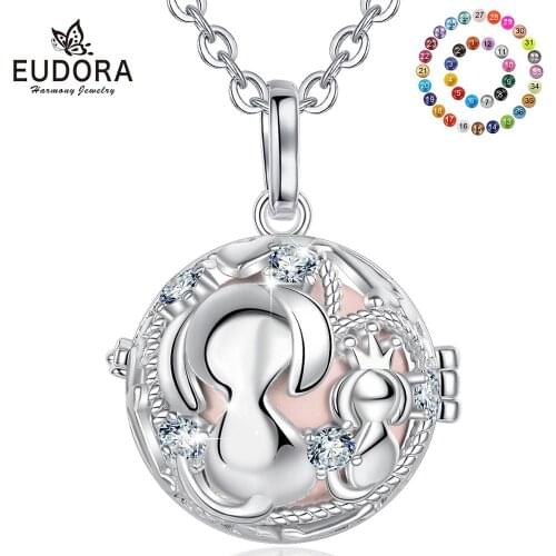 EUDORA 20mm Animal Cat dog Hollow Ball Cage Pendant Harmony Ball Musical Pendant Angel Caller Necklace For Pregnancy women K367