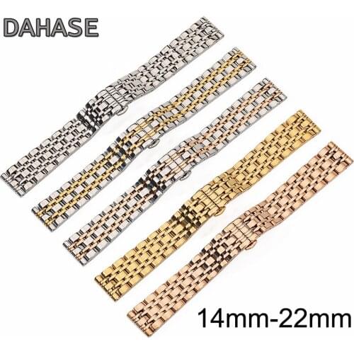 14mm 16mm 18mm 20mm 22mm Stainless Steel Watch Band Butterfly Buckle Solid Metal Strap Smart watch Wristband Belt with Pins OL7Z