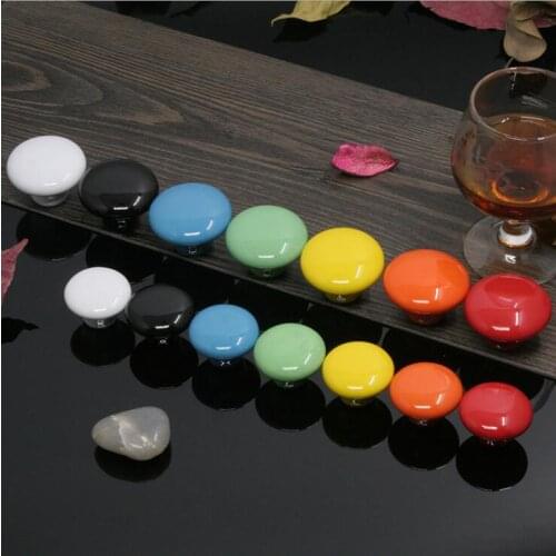 Cabinet Pulls Bright Color Round Drawer Knobs Handles Cupboard Wooden Door Knobs Hardware