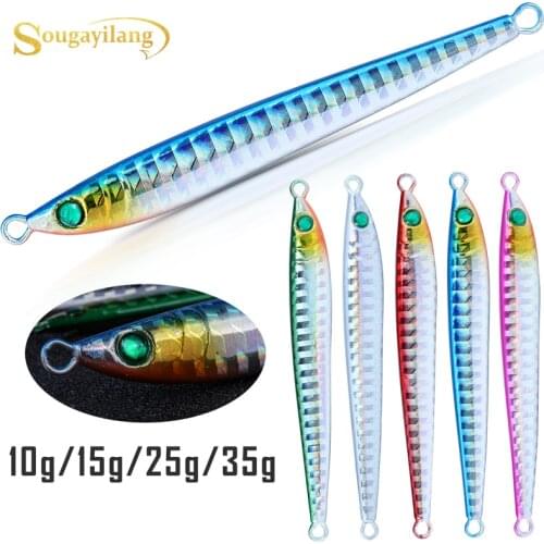Sougayilang 2pc Fishing Bait 5 Color Pencil Sinking Sea Bass Fishing Tackle Long Casting Seawater Hard Bait Lure 10g 15g 25g 35g
