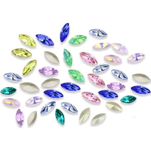 Glass crystal rhinestone diamond Strass Horse Eye Shape Colorful Pointedback Nail Art Decorations Rhinestone For Needlework DIY