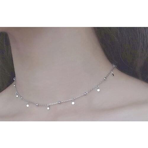 SUQI New Non-Fading Stainless Steel Coin Star Gold Women Choker Necklaces Pendants Femme Bead Chain Jewelry Kpop Collare Gift