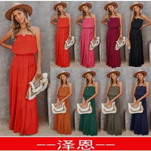 Spring/summer 2021 hot hot style strapless lace-up joining together with sexy backless dress dress