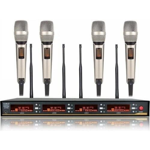 Bolymic High Quality Singer Microphone Handheld 4 Channel uhf Vocal wireless microphone Professional Handheld Mic System