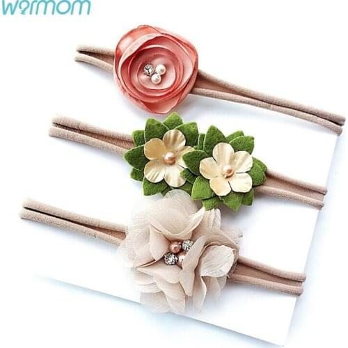 Warmom 3PCS Baby Girls Flower Headband Set Kids Bowknot Lovely Headwear Gift Children Kids Princess Hair Band Hair Accessories