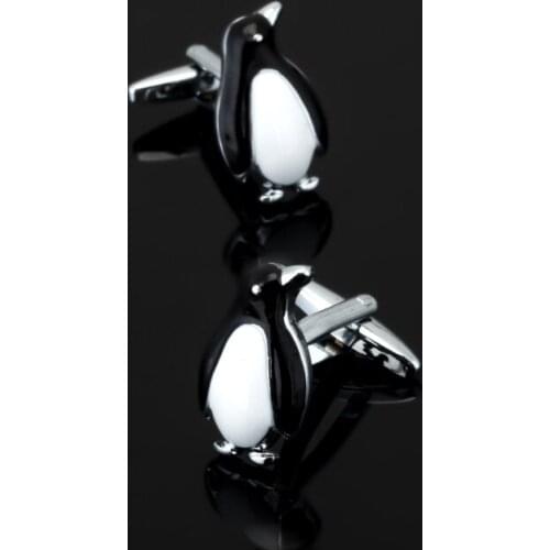 XK375 A man of high quality brand cufflinks Crystal jewelry inlaid Enamel Cufflinks Penguin animal shaped Cufflinks