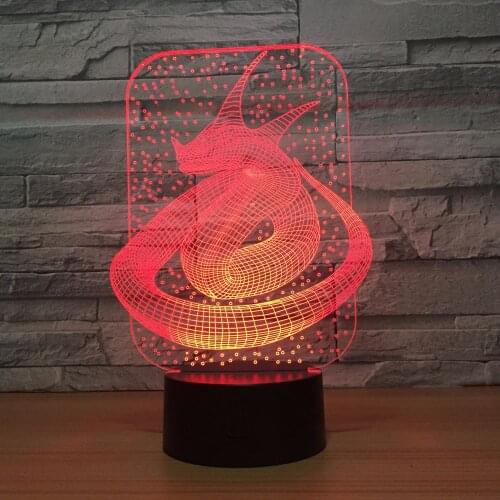 Snake King Colorful 3d Lamp Led Acrylic Visual Touch Night Light Lovely 7 Colors Change 3D Lamp Friends Fun Gift Drop Ship