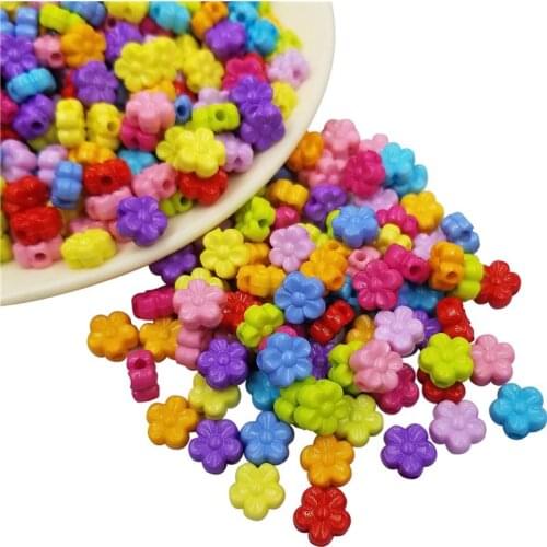 100PCS Acrylic Spaced Beads Solid Flower Shape Beads For DIY Necklace Earrings Jewelry Accessories