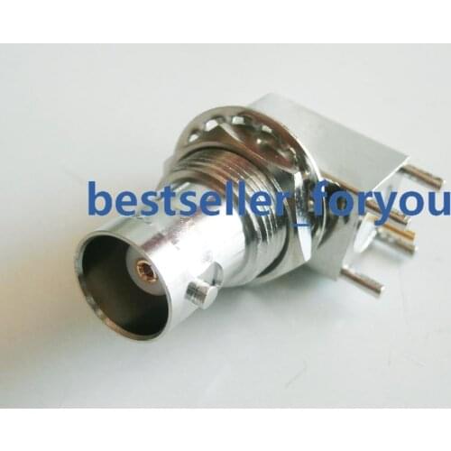 1x BNC Female Jack Nut Bulkhead Right Angle PC Board PCB Mount RF Connector