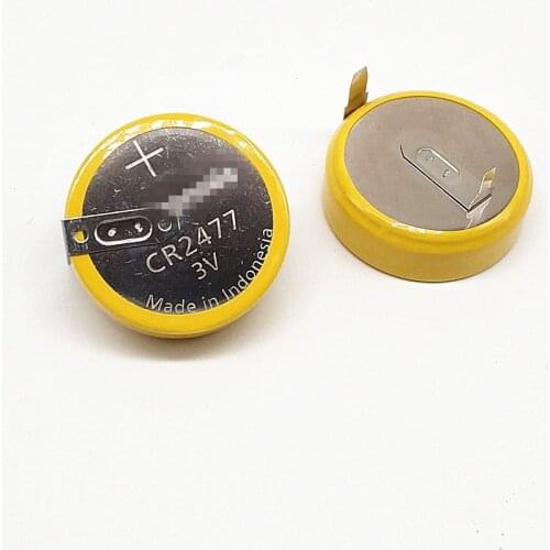 2pcs CR2477 3V button battery with solder feet, equipment motherboard battery