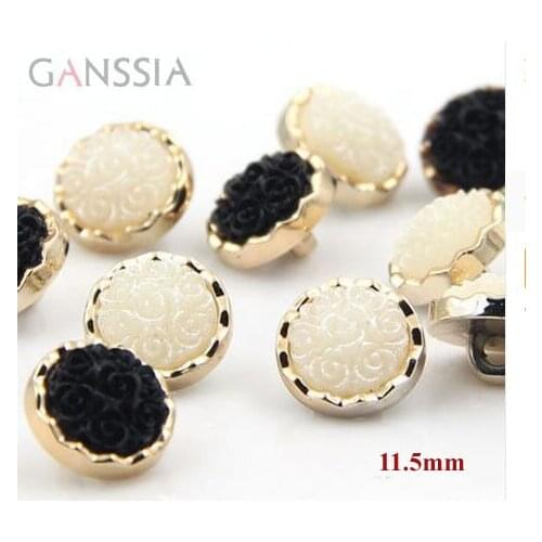 20pcs/lot Size: 11.5mm Black and white Resin rose button Quality Button Scrapbooking DIY accessories. (ss-96)