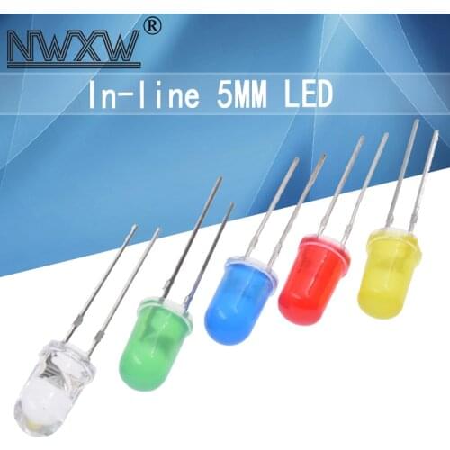 50pcs/lot F5 red hair red 5MM in-line LED light white hair white blue yellow green purple light emitting diode full series