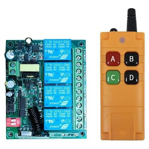 433mhz AC 220v 4 CH RF Wireless Remote Control Receiver transmitter Motor / electric door /Household appliances
