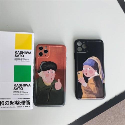 Retro Van Gogh Oil painting profile art Phone Case for apple iPhone 12 11 Pro Max Xr Xs Max 7 8 Plus 7Plus case Cute Soft cover
