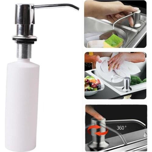 300ML Kitchen Sink Soap Dispenser Black ABS Dispenser Detergent Liquid Soap Lotion Dispensers Steel Head Dispensers