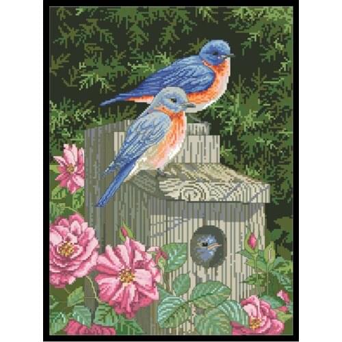 Welcome Spring Patterns Cross Stitch Kits Birds Printed Fabrics Embroidery Sets 11CT 14CT DIY Sewing Crafts Home Decor Paintings