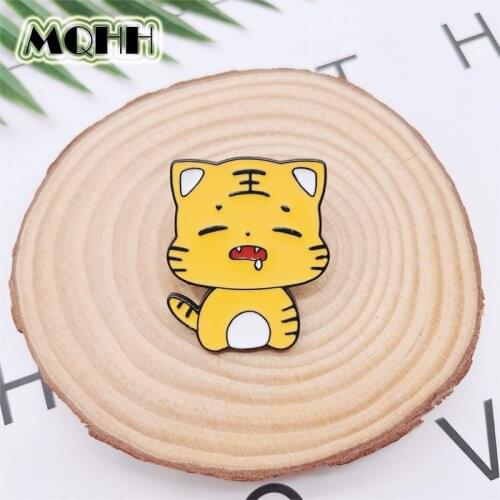 Cartoon Cute Animal Tiger Enamel Pins Yellow Alloy Brooch Badge Clothes Bag Fun Accessories Woman Jewelry Gift For Friends