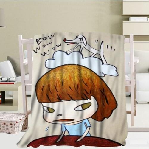 Custom Yoshitomo Nara Blanket Flannel Falafel Fabric56x80inch 50X60inch 40X50inch Sofa Bed Throw Blanket Kid Adult Warm Blanket