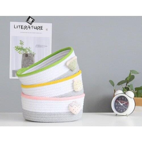 Nordic Handmade Cotton Rope Woven Storage Basket Desktop Sundries Organizer Cosmetics Storage Box Dirty Clothes Laundry Baskets