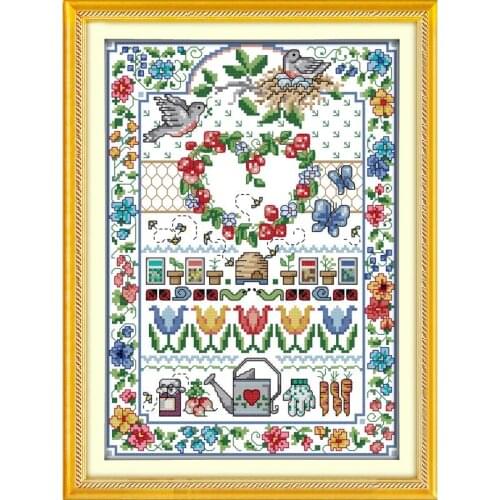 Joy Sunday Love Counted Cross Stitch Printed 11&14CT DIY DMC Embroidery Kits Needlework Sets for Home Decor Handmade Gift