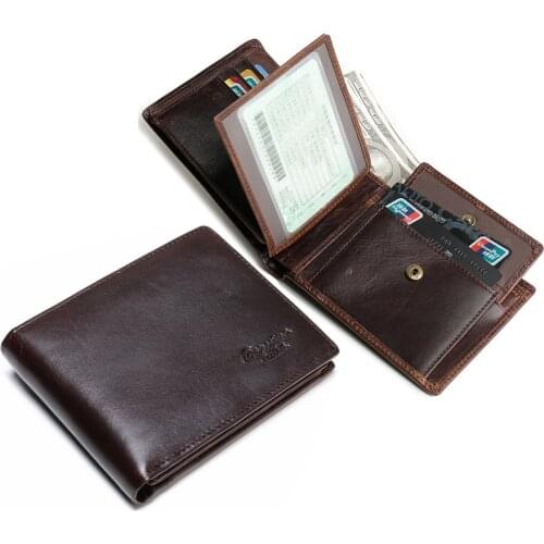 Quality Classical Mens Wallets Genuine Leather Business Casual Driver License Card Bit ID Crad Holder Coin Change Pocket Wallet