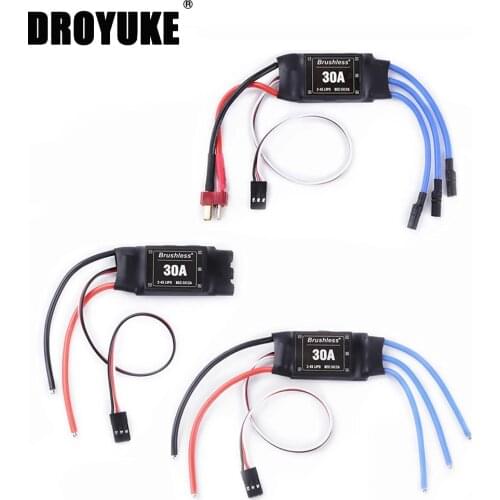 Droyuke 30A 2-4S ESC Brushless Motor Speed Controller RC BEC ESC T-rex 450 V2 Helicopter Boat for FPV F450 Mini Quadcopter Drone