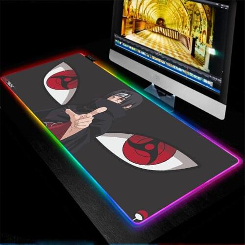 Anime Mouse Pad RGB Handsome Eyes Large Mousepad XXL 7 Color Luminous LED Gamer Laptop Office Keyboard Carpet Desk Mat