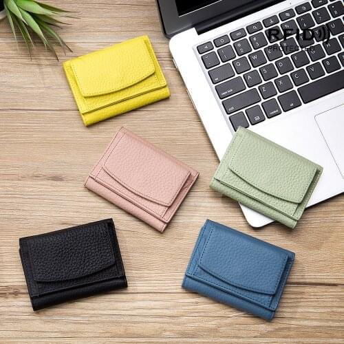 Genuine Leather Mini Square Hasp Coins Bag Lady Purse Handy Portable Girls Charming Small Palms Wallet
