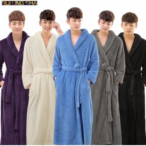 New Arrival Men Winter Thick Warm Luxury Long Bathrobe Lovers Kimono Jacquard Bath Robe Male Solid Dressing Gown for Women Robes