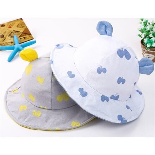 Soft Cotton Spring Summer Baby Sun Hat Wide Fisherman Cute Infant Girl Boys Rabbit Ears Hat Cotton Toddler Kids Tractor Cap