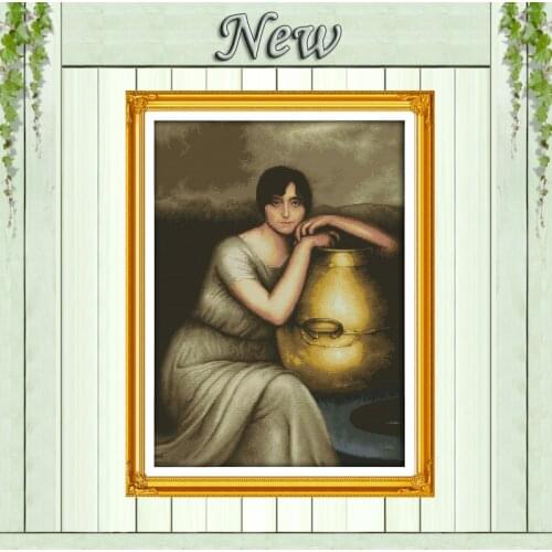 The pottery holding woman home Decor painting counted print on canvas DMC 11CT 14CT kits Cross Stitch embroidery needlework Sets