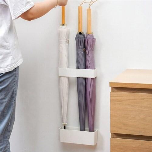 Wall Mounted Punch-Free Umbrella Hanging Storage Rack Home Office Hotel School Umbrella Standing Shelves Organizer Frame Holder
