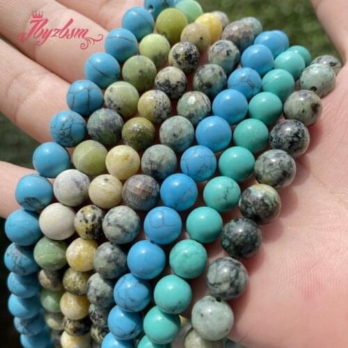 Natural Turquoises Howlite Stone Bead Round Loose DIY Beads for Jewelry Making Christmas Gift Bracelets Strand 15'' 4-12mm