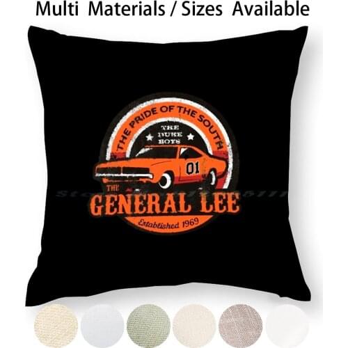 The General Lee , Distressed Pillow Case Throw Pillow Cover Cotton Linen Flax 70s 80s Charger Fan General Lee Hazzard County