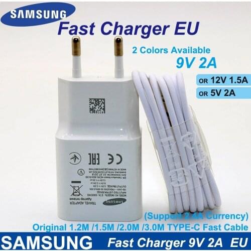 For Original Samsung Adaptive Fast Charger 9V2A EU plug USB Quick Adapter Type C Cable For Galaxy S8 S9 Plus Note 8 9 A3 A5 A7