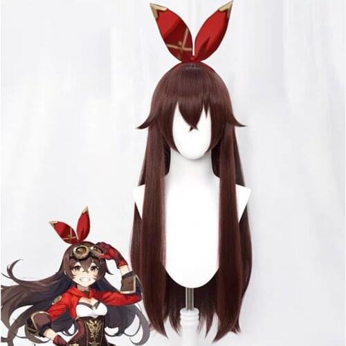 Genshin Impact Amber Cosplay Amber Wig 80cm Cosplay Anime Cosplay Braid Wigs Heat Resistant Synthetic Wigs Halloween Daily Wig