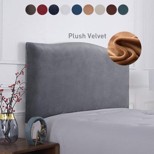 Headboard Cover Solid Color Soft Velvet Plush Thicken Elastic All-inclusive Cover Bed Head Back Protection Dust Cover
