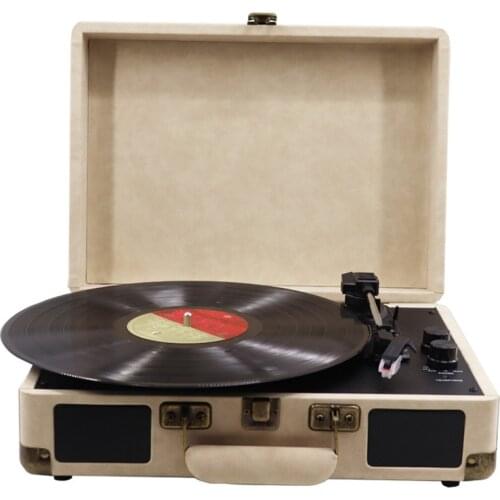 33/45/78 RPM Vintage Brown Wireless bluetooth ortable Suitcase Turntable Vinyl Record Phone Player Aux-in Line-out 100-240V Hot