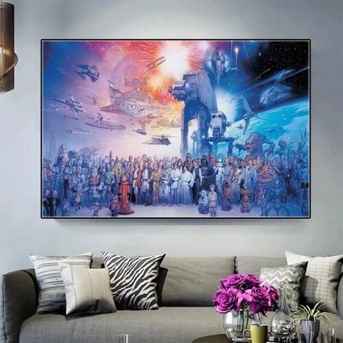 Star Wars Movie Poster Darth Vader Master Yoda Character Comic Canvas Painting Print Cuadros Wall Decor Picture Kids Room Gifts