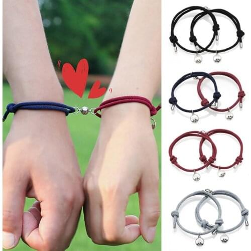 2pcs 2021 Attractive Handmade Bracelet Women Lovers Couple Magnet Charm Female Male Paired Friendship Wholesale Jewelry