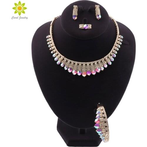 Hot Sales! 2020 New Arrivals Jewelry Sets Costume Dubai African Gold color Necklace Earrings Set for Women Girls Jewellery