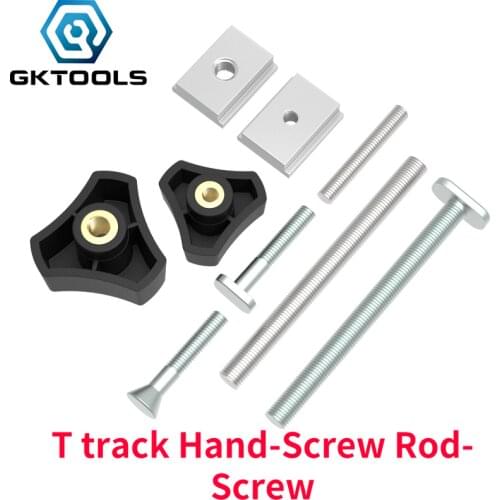 GKTOOLS Woodworking Tool Accessary Quick Action Hold Down Clamp Handle M8 Screw Nut Rod T-Screw for T-Slot 19 30 45 T-Tracks