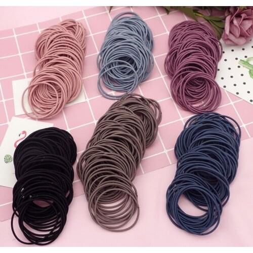 100pcs/Set Girls Colorful Nylon Small Elastic Hair Bands Children Ponytail Holder Rubber Bands Headband Kids Hair Accessories