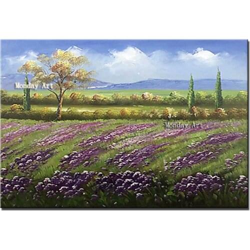 Handmade Abstract Wild green Flower Poppies Landscape Oil Painting Canvas Modern Pastoral wall Art Wall Picture for Living Room