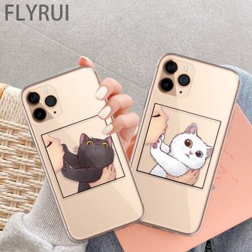 Cute Cartoon Cat Clear Phone Case For iPhone 11 Pro 12 7 XS MAX X SE20 X XR 8 Plus Animal Soft TPU Scilione Cover Coque Bag Capa
