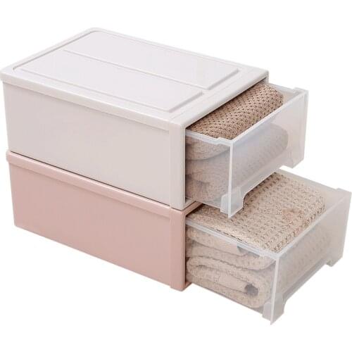 Stackable Clothes Storage Box Modern Drawer Type Plastic Container Underwear Bra Socks Saves Home Wardrobe Space Organizer Boxs