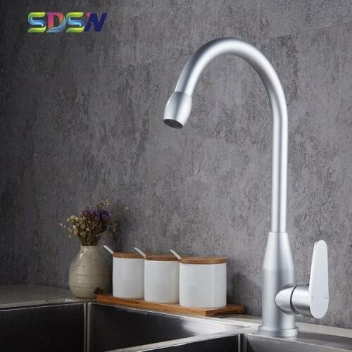 Kitchen Sink Mixer Silver Alunium Kitchen Faucet Deck Mounted Kitchen Water- Faucet 360 Rotable Water-tap Kitchen Sink-mixer