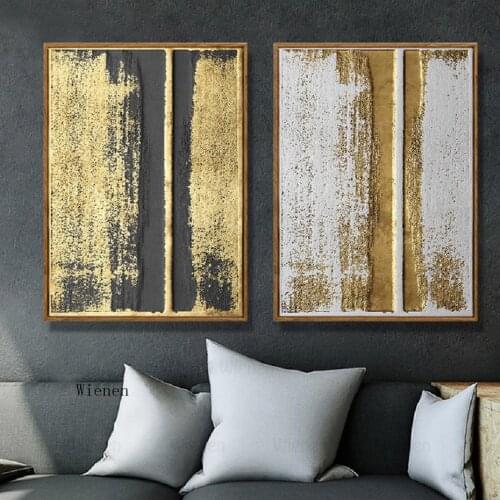 Modern Minimalism Luxury Home Decor Abstract Gold Poster Wall Art Canvas Painting Modular Picture for Living Room Decor No Frame