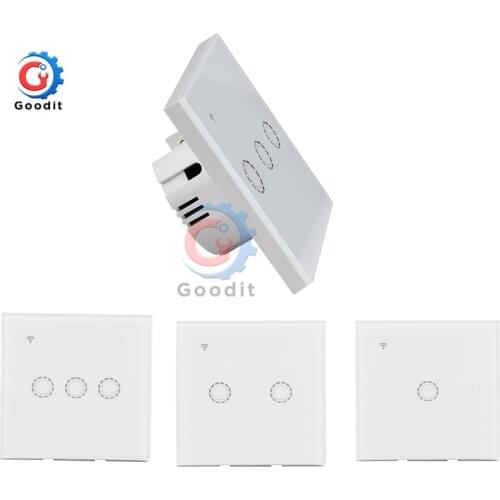 AC100v 240v Smart Panel Switch 1Ch 2Ch 3Ch WiFi Touch Button Wall Light Switches with Wireless Control Google Home Compatible