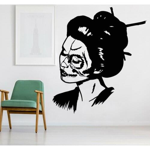 Vinyl Wall Decal Skull Girl Face Woman Day Of Dead Stickers Artistic Style Home Decoration Living Room Bedroom Art Murals Z343